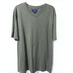 Even Tide Mens V-Neck Pullover T-Shirt 100% Cotton Green Size XL